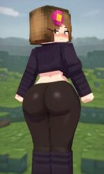 ai_assisted ai_generated ass ass_focus back_view big_ass jenny_belle_(slipperyt) looking-at-viewer minecraft slipperyt