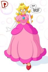blonde_hair dress feet giantess mario mario_(series) princess_peach soles underneath