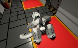 anthro balls breast breast_grab breast_squish changed_(video_game) cock furry futanari grey_nipples grey_pussy intersex masturbating masturbation ravenuwu roblox self_upload snow_leopard snow_leopard_(changed)