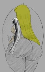 ass big_ass blonde_hair bottom_heavy magik_(illyana_rasputin) marvel partially_colored pranky rear_view sideboob x-men