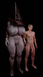 1boy 1girls almightypatty female female_pyramid_head huge_breasts penis pyramid_head rule_63 silent_hill thick_thighs voluptuous voluptuous_female