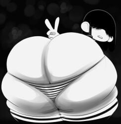 ass ass_bigger_than_head ass_cleavage ass_focus black_background black_hair butt_crack butt_focus clothed edit female female_only goth goth_girl hair_between_eyes hair_over_eyes huge_ass huge_butt hyper_ass long_hair looking_at_viewer looking_back lucy_loud nickelodeon ota_(artist) panties presenting_hindquarters rear_view revealing_clothes shortstack sideass simple_background the_loud_house