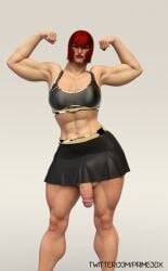 1futa 3d 3d_(artwork) abs capcom flexing futa_only futanari marisa_rossetti muscular muscular_futanari penis prime3dx red_hair skirt solo solo_futa street_fighter street_fighter_6