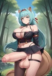 1futa ai_generated amina_(project_qt) big_breasts big_penis black_skirt civitai closed_mouth corset fishnet_stockings foreskin futa_only futanari hands_behind_back headband huge_breasts huge_cock jewelry long_hair long_penis mini_skirt nature nature_background necklace nutaku pqt_futa_lover project_qt raccoon_ears raccoon_girl raccoon_tail racoon_ears skirt sleeves small_skirt smile stockings straps turquoise_eyes turquoise_hair