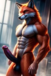 ai_generated erect, fur muscular, naked, red solo,