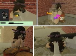 against_surface anal black_hair dark-skinned_female forced gun gunpoint ilovecrim432 onomatopoeia oral pounding rape roblox