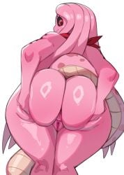 1girls anus ass bandana big_ass black_sclera commission dragon_ball dragon_ball_xenoverse female female_only hi_res lightsource long_hair looking_at_viewer looking_back looking_back_at_viewer majin majin_muchi_(hamilton4) muchi_(hamilton4) nude nude_female pink_body pussy rear_view red_eyes smiling smiling_at_viewer solo spread_ass spreading tail thick_ass thick_thighs white_background