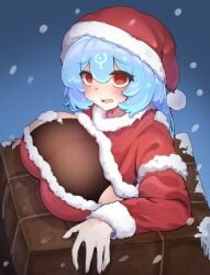 1girls ass ass_focus bao_(vtuber) big_breasts breasts christmas christmas_outfit cleavage clothed clothing female female_focus female_only holidays masked_agent tagme tagme_(artist) tail