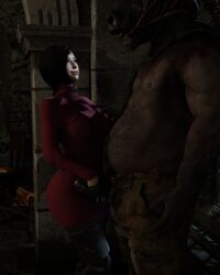 1female 3d ada_wong asian asian_female black_hair cum female handjob lamon male monster netorare ntr resident_evil resident_evil_4_remake