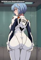 ai_generated aindroidparanoid ass ass_focus ayanami_rei big_ass big_breasts big_butt blue_hair bodysuit busty curvy cute fat_ass female female_only from_behind hips huge_ass huge_breasts indoors large_ass large_breasts legs narrow_waist neon_genesis_evangelion pilot_suit rei_ayanami short_hair slim_waist stable_diffusion tagme thick_ass thick_thighs voluptuous waist wide_hips