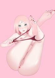 boruto:_naruto_next_generations feet foot_fetish nail_polish naruto panties red_lipstick red_nails red_panties sakura_haruno