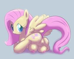 af-js anatomically_correct anus breasts crotchboob crotchboobs cute equine fat_mons female fluttershy_(mlp) friendship_is_magic fur horse looking_at_viewer my_little_pony nipples pegasus pink_fur pony pussy simple_background wings