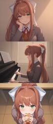 ai_generated coral_brown_hair cute doki_doki_literature_club female green_eyes just_monika monika_(doki_doki_literature_club) no_sex wholesome