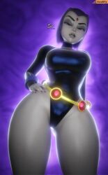 1girls 3d 3d_(artwork) annoyed annoyed_face big_breasts big_breasts breasts breasts clothed clothed_female dc dc_comics female female_focus female_only gray_skinned_female grey_skin grey_skin grey_skinned_female heroine judging leotard purple_hair rachel_roth raven_(dc) short_hair smitty34 solo solo_female solo_focus superheroine teen_titans