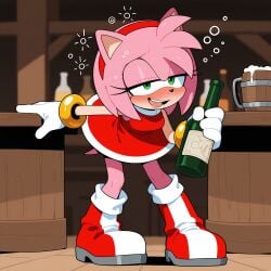 ai_generated alcohol amy_rose bottle drunk female furry hedgehog pink_fur sonic_(series) tag