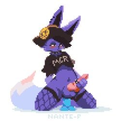 accessory anal anal_masturbation anal_sex animal_genitalia animal_penis animated anthro anthro_penetrated balls black_clothing black_headwear blush bodily_fluids bouncing_balls canine_genitalia canine_penis clothing cock_ring cum cum_while_penetrated digital_media_(artwork) dildo dildo_in_ass dildo_insertion dildo_sitting eevee fakemon fakeveelution fishnet_stockings fixed_dildo fixed_toy fluffy fluffy_tail frame_by_frame fur generation_1_pokemon genital_fluids genitals headgear headwear jewelry long_ears lube_on_dildo male male_penetrated masturbation multicolored_tail nante-p nintendo object_in_ass penetration penis penis_accessory penis_jewelry pink_penis pixel_(artwork) pixel_animation pokemon pokemon_(species) purple_body purple_fur riding_dildo robin_dismas sex_toy sex_toy_in_ass sex_toy_insertion simple_background solo tail toying_self