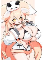 animal_ears bikini breasts cute heart huge_breasts light-skinned_female mommy owo setawar_(coco) yellow_eyes