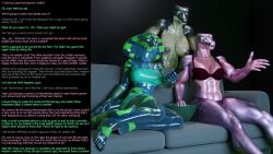 16:9 2023 3d_(artwork) anthro barefoot bottomwear bowl caption clothed clothed_anthro clothed_female clothing cobra cobra_(petruz) container crocodile crocodile_(petruz) crocodilian dialogue digital_media_(artwork) english_text feet female furniture green_bottomwear green_clothing green_topwear group heather_(thalarynth) hi_res kathy_(thalarynth) mind_control nude nude_anthro nude_female on_sofa reptile scalie sitting sitting_on_sofa snake sofa tail text thalarynth topwear trio watching_movie widescreen