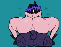 anus ass big_ass ear_piercing elrav english_text eyes_half_open from_behind goth_girl light-skinned_female light_skin looking_back motion_lines penis purple_hair riding spiked_choker spiked_collar tagme teal_background thick_thighs vaginal_penetration valbun valbun_(oc) video