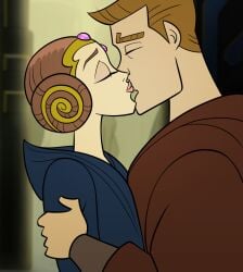 anakin_skywalker artist_request brown_hair clone_wars_(2003) closed_eyes kissing not_porn padme_amidala star_wars true_love wholesome