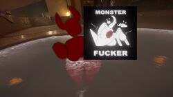 big_breasts horns huge_breasts monster_fucker_sign pool queenstarvr red_body shortstack thick_thighs vrchat vrchat_avatar