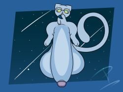 4:3 anthro balls big_balls big_penis blue_body blue_eyes generation_1_pokemon genitals hi_res huge_balls huge_cock hyper hyper_balls hyper_genitalia hyper_penis legendary_pokemon male mew mew_(pokemon) milian_(mew_lindo) nintendo penis playbonnie pokemon pokemon_(species) scarf shiny_pokemon solo star_eyes tail