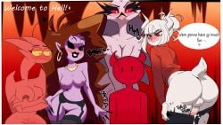 1boy 3milfs 4girls absurd_res anthro ass avian balls beak big_breasts bird blush bodily_fluids breasts clothed clothing crown cum demon demon_humanoid digital_media_(artwork) erection faceless_character faceless_male feathers female friday_night_funkin friday_night_funkin' fur futa futanari genital_fluids genitals goat_demon goat_girl group gynomorph gynomorph/female hair headgear helltaker helluva_boss hi_res horn humanoid intersex intersex/female looking_at_viewer lucia_(satina) lucifer_(helltaker) male mammal milf milfs mommy_mearest mythological_creature mythology nipples nude nyxartstation owl owl_demon penis red_body red_eyes red_skin satina_wants_a_glass_of_water simple_background smile stella_(helluva_boss) tail text thick_thighs white_body white_hair wings yellow_eyes