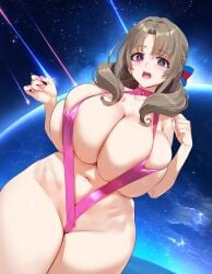 1girls ai_generated big_breasts brown_hair enormous_breasts female female_focus female_only huge_breasts large_breasts light-skinned_female looking_at_viewer looking_pleasured mature_female milf mother oosuki_mamako purple_eyes tsuujou_kougeki_ga_zentai_kougeki_de_ni-kai_kougeki_no_okaasan_wa_suki_desu_ka?