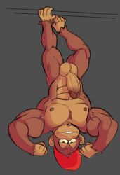 anthro balls baseball_cap boner diddy_kong donkey_kong_(series) erection flexing furry male male_only monkey muscles muscular nintendo nude penis primate solo solo_male upside-down wkd