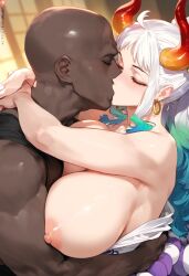 ai_generated dark-skinned_male female interracial light-skinned_female male mr.teardrop mrteardrop one_piece yamato_(one_piece)