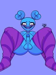 areolae balls blue_pussy blue_tits breasts cum cum_in_mouth ejaculation futanari hands-free handsfree_ejaculation humanoid humanoid_penis jeeode_simp monster_girl my_singing_monsters mysingingmonsters nipples orgasm penis pomily rolling_eyes solo sooza