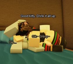 1boy 1femboy 2boys 3d bed bedroom blowjob brown_hair burger_king catboy cum cum_in_mouth fellatio femboy furry gay male_on_femboy male_on_male oral roblox roblox_avatar robloxian thighhighs uniform