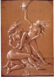 1514 3girls breasts hans_baldung_grien multiple_girls naked naked_female nudity witch witches