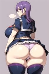 1girls ai_generated ass ass_focus big_breasts breasts daidouji_(artist) daidoujipv glasses long_hair looking_at_viewer looking_back solo thick_thighs thighhighs thighs