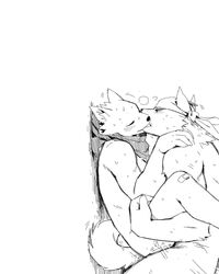 ^69 against_wall anal anal_sex anthro bandage bandana black_and_white canine couple fox fur furry furry_only gay kissing male monochrome penetration plain_background scarf white_background