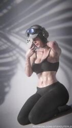 1girls 3d abs animated ass belly_button belly_button_piercing big_ass big_breasts breasts choker earphones ela_(rainbow_six) female female_only goggles green_hair hat jiggling_breasts mp4 music necklace on_knees rainbow_six rainbow_six_siege recording recording_on_phone rubbing_neck short_playtime shorter_than_10_seconds slim_waist solo sound sports_bra sporty staycutepls stomach sweaty tagme tattoo tattooed_arm thick_thighs toned_female video wide_hips workout_clothes yoga_pants