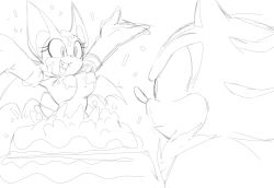 1girls breasts cake female nude rouge_the_bat shadow_the_hedgehog sketch somedivs sonic_(series) tagme