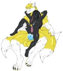 absurd_res akatosh alpha_channel anal anal_sex animal_genitalia anthro balls big_balls big_penis black_body black_fur black_hair blonde_hair blue_eyes blue_penis bodily_fluids canid canine cum duo erection fox fur genital_fluids genitals hair hi_res huge_balls huge_cock kaitoharo99 lagomorph leporid male male/male male_penetrated male_penetrating male_penetrating_male mammal muscular muscular_anthro muscular_male nipples nude penetration penis perditio purple_eyes rabbit sex size_difference stomach_bulge white_body white_fur yellow_body yellow_fur