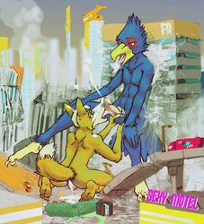 anal anal_sex anthro avian canine cum cumshot falco_lombardi fox_mccloud fur furry macro male multiple_males nintendo orgasm penetration rain420 sex star_fox video_games yaoi