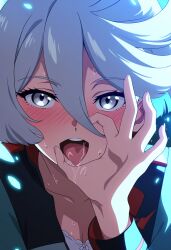 fellatio female gundam_suisei_no_majo miorine_rembran oral saliva sweat white_hair