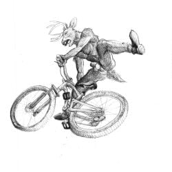 1:1 animal_genitalia animal_penis anthro antlers balls biker cervine clothing deer footwear footwear_only genitals hi_res horn looking_down male mammal momamo monochrome mostly_nude new_world_deer open_mouth penis scared sheath solo white-tailed_deer