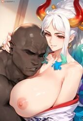 ai_generated big_breasts dark-skinned_male female interracial light-skinned_female male mr.teardrop mrteardrop one_piece yamato_(one_piece)