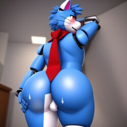 1boy 3d ai_generated anthro balls big_ass big_butt blue_body candy_(fnac) domestic_cat fazbear_fanverse felid feline femboy five_nights_at_candy's fnaf frosting.ai furry furry_only gay male male_only no_humans red_eyes sugar1989