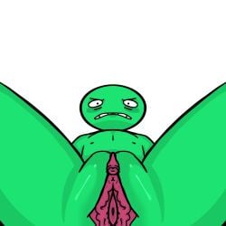 cuntboy cuntboy_focus cuntboy_only cuntboysub embarrassed fat_pussy green_body green_skin looking_at_viewer looking_down pink_pussy puffy_pussy pussy_juice pussy_lips pussy_peek shiny_pussy treatsforbeasts waterboarded_(artist)