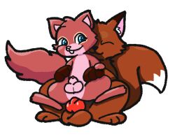 :3 alpha_channel anal anthro anus ass balls blue_eyes brown_body brown_fur brown_tail canid canine closed_eyes digital_media_(artwork) duo fox fur futanari genitals heartykyng helivy herm intersex intersex/male kate_hanami knot male mammal multicolored_body multicolored_fur multicolored_tail nude penetration penis pussy red_body red_fur red_penis rodent sciurid tail tree_squirrel