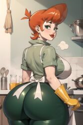 1girls 1milf ai_generated ass ass_focus big_ass big_breasts big_butt bimbo bimbo_body breasts daidouji_(artist) daidoujipv fat_ass fat_ass_mommy green_eyes housewife kitchen looking_at_viewer milf mommy orange_hair pawg redhead short_hair solo thick_thighs thighs