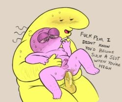 2boys anal big_dom_small_sub blushing charlie_(smiling_friends) charlie_dompler cum cum_inside fat_male fat_man gay gay_anal high ickystickypink leg_hair legs_apart naked naked_male no_clothes overweight overweight_male pim_(smiling_friends) pim_pimling pink_skin pubes size_difference slut small_penis smile smiling_friends smoking weed wet_anus yaoi yellow_skin