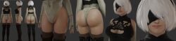 1girls 3d ass_focus backless_outfit big_ass big_breasts blindfold female female_only leotard lips model model_sheet nier:_automata nier_(series) wip x3d yorha_2b