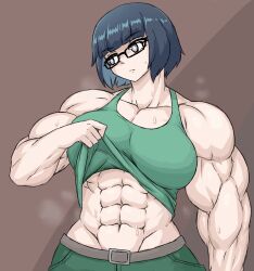 abs big_breasts breasts dread_weight extreme_muscles muscular_female sheepapp shirt_lift sweat