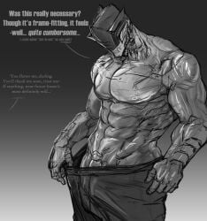 male_only muscle muscular muscular_male original_character robot steelforgecanis sweatpants